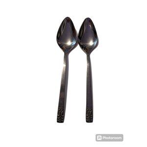 VTG CARLYLE Hong Kong stainless‎ cameo pattern lot 2 tablespoons replacement